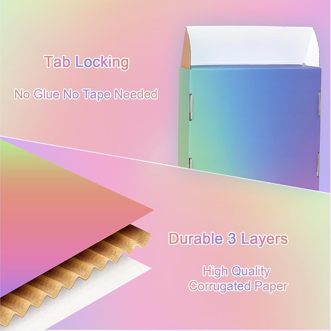9x6x2 Shipping Boxes for Small Business, 30 Pack Colorful Corrugated Cardboard Boxes for Shipping Mailing