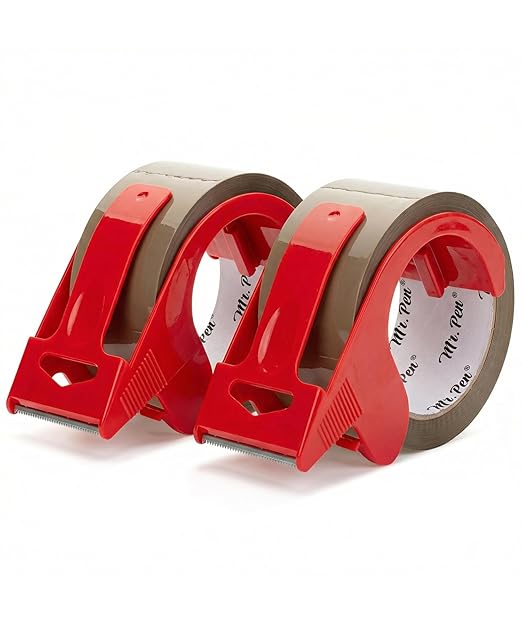 Mr. Pen- 2 Rolls Packing Tape with 2 Dispensers, 2” Wide, 60 Yards, Brown Packing Tape Heavy Duty for Mailing, Moving Boxes and Packaging