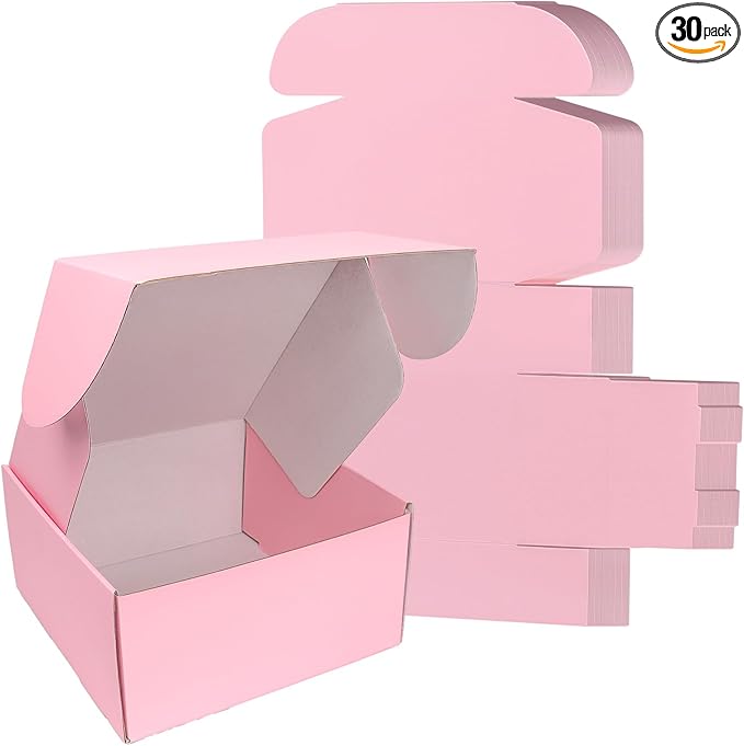 8x8x4 Inch Pink Shipping Boxes Small 30 Pack, Mailer Boxes for Packaging Small Business Supplies, Cardboard Boxes for Packaging, Packing Boxes