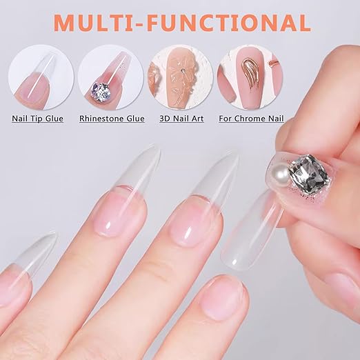 Solid Nail Glue Gel, 15g Soft Gel Nail Tips Glue Gel Super Strong Solid Gel Soak Off for Acrylic Nails Extension Fake Nails Press On Nails U V Lamp Curing Needed