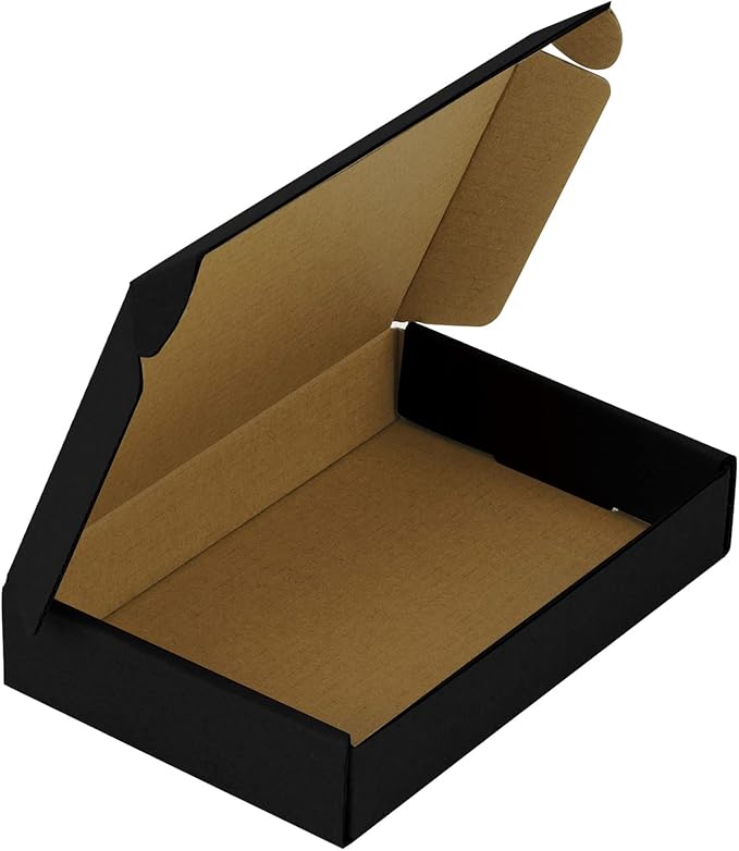 RUSPEPA Recyclable Corrugated Box Mailers - 6" x 4" x 1" - Cardboard Box Perfect for Shipping Small Mobile Phone Case - 50 Pack - Black