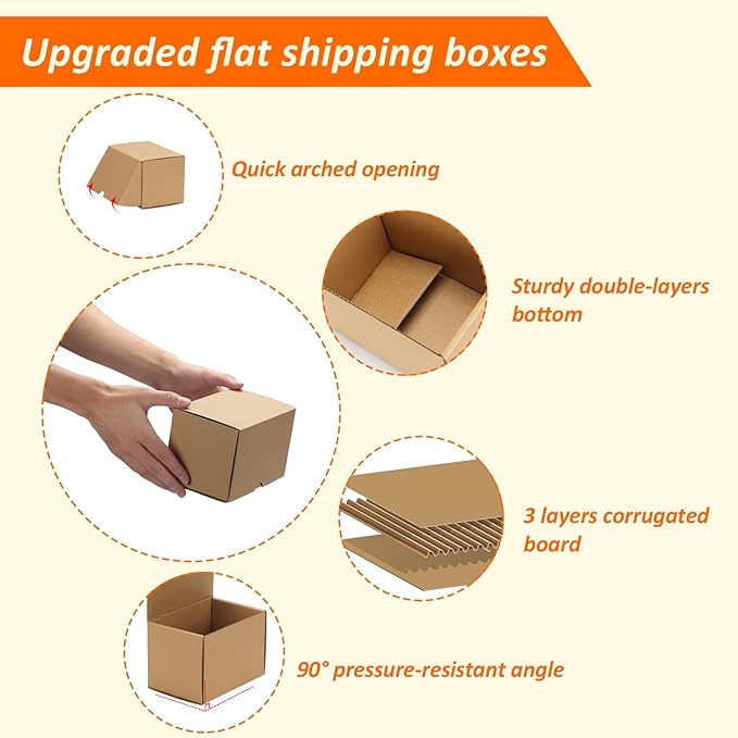 HORLIMER 6x4x4 inches Small Shipping Boxes Set of 25, Brown Corrugated Cardboard Box Literature Mailer