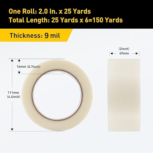 Lichamp 6 Rolls Clear Duct Tapes Heavy Duty, 2 inches x 25 Yards | Waterproof, No Residue, for Packaging Sealing Repairing Tying DIY Commercial Use