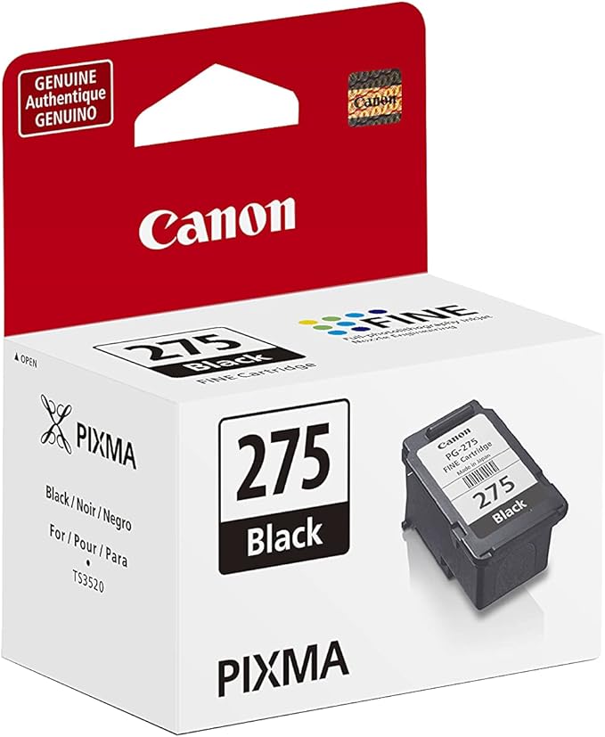 Canon PG-275 Black Ink Tank, Compatible to PIXMA TS3520, TS3522 and TR4720 Printers (Pack of 2)