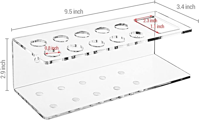 MyGift Acrylic Dry Erase Marker Holder, 10 Slot Whiteboard Organizer | Ten compartments organize markers, erasers, and board tools with a clear design for classrooms, offices, and workspaces