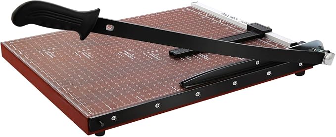 18" Guillotine Paper Cutter, 12-Sheet Precision Trimmer with Safety Lock | Heavy Duty Professional Metal Base, Magnetic Alignment for A2-A7 Cardstock, Large Office School Home Desktop Cutting Tool