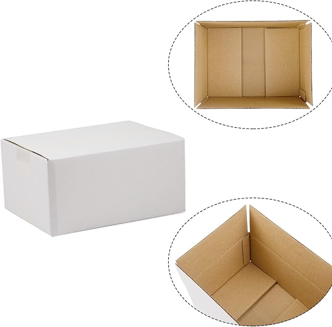 White Shipping Boxes 8x6x4 Inches Small Corrugated Cardboard Boxes, 25 Pack