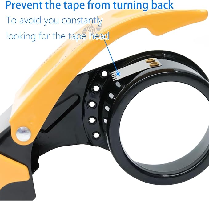 Packing Tape Dispenser Gun 2-Inch, 2 Pack Metal Tape Gun with Safety Protection, 3-Inch Inner Paper Core