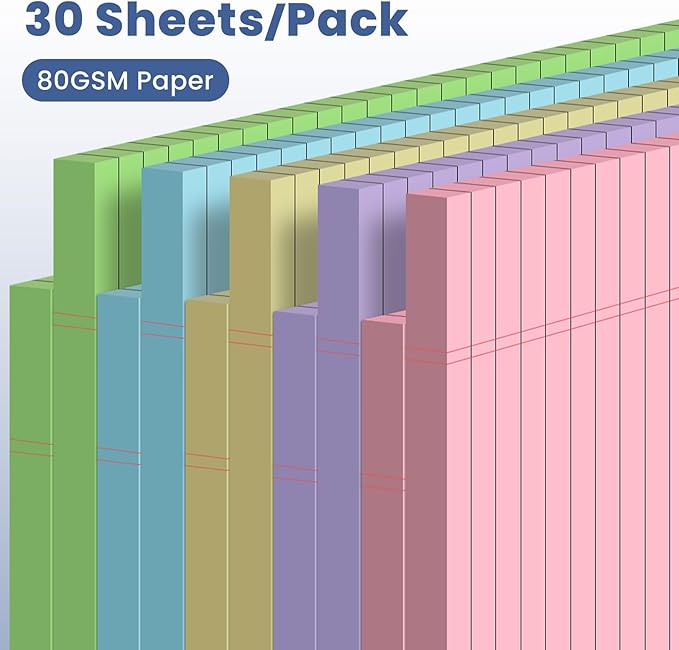 10pcs Small Note Pads, Color Notepads 5x8 College Ruled Notebook, Writing Pads 5 x 8, Legal Pads, Pad Paper Perforate Notebooks for Work, Message, School, Office Supplies,30 Sheets/Pack