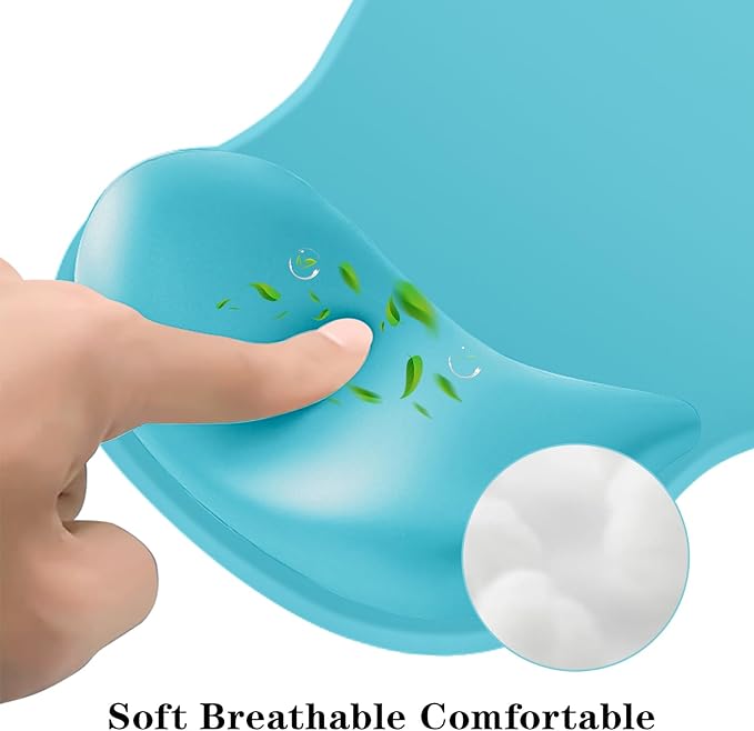 Mouse Pad with Wrist Rest,Ergonomic Mouse Pad with Comfortable Gel Wrist Rest Support and Non-Slip PU Base for Easy Typing Pain Relief, Durable and Washable(Blue)