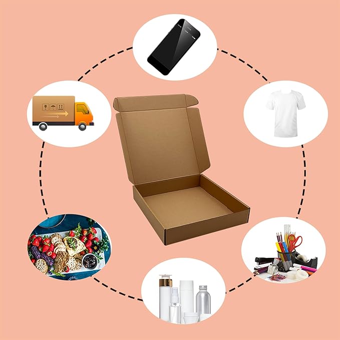 10 x 10 x 2 inch Shipping Boxes Set of 20， Brown Corrugated Cardboard Box Mailer Boxes for Packaging Small Business Shipping，Mailing Boxes Bulk for Birthday Wedding Party Book Literature Gift Giving