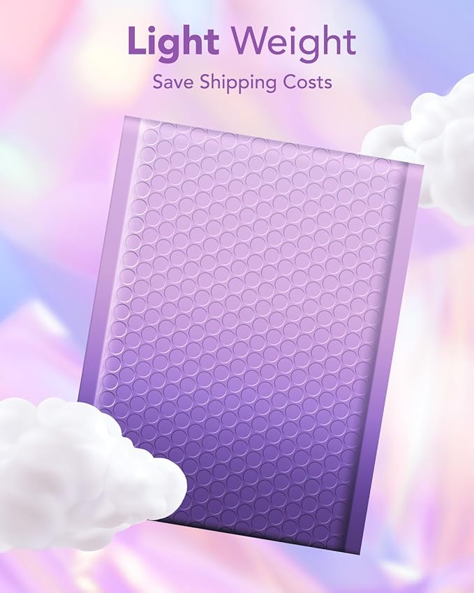 Metronic Bubble Mailers 6x10 Inch 100 Pack Usable Size 6x9'' Gradient Purple Bubble Mailer Waterproof Padded Envelopes for Gift Packaging, Mailing, Makeup, Small Items Bulk