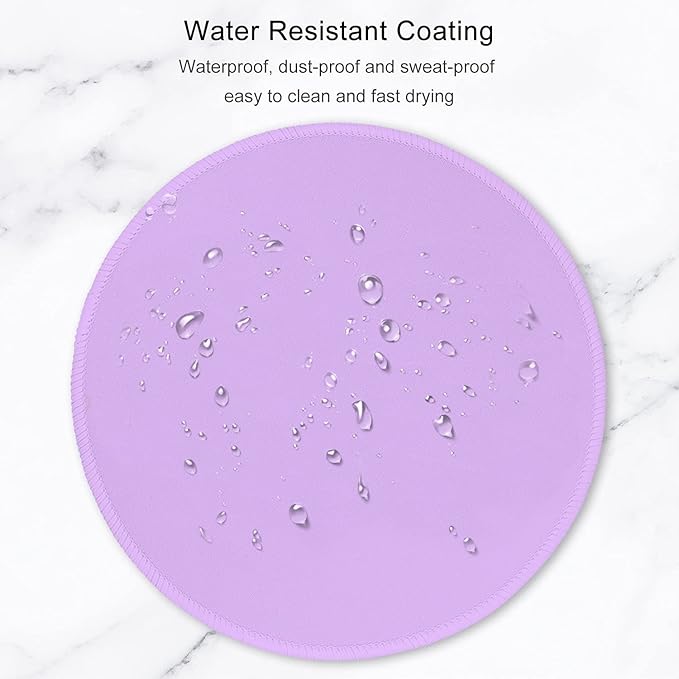 Hsurbtra Mouse Pad, Premium-Textured Small Round Mousepad 8.7 x 8.7 Inch Purple, Stitched Edge Anti-Slip Waterproof Rubber Pretty Cute Computer Mat for Office Home Gaming Laptop Men Women Kids