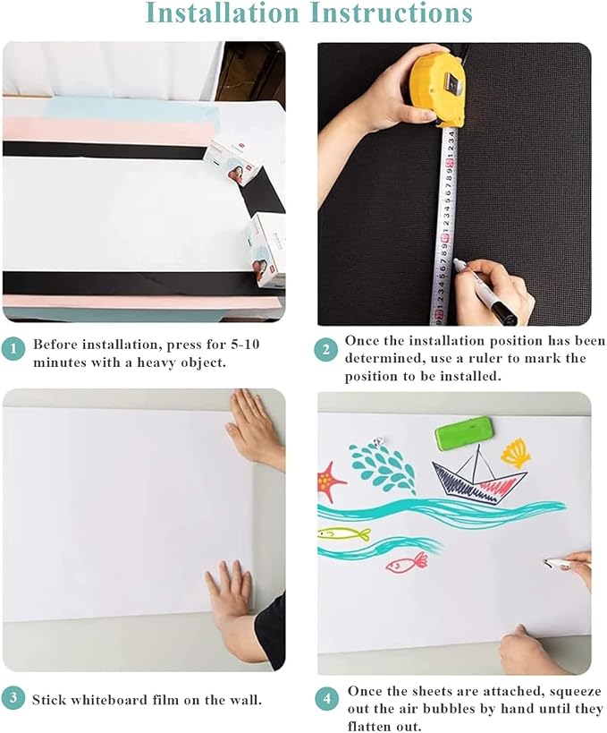 Huge Self-Adhesive Whiteboard Sticker: One Sheet Covers Worn Boards | Magnet-Receptive Giant Dry Erase Decal with No-Ghosting Surface - 94" x 47" Peel-and-Stick Design for Large-Area Resurfacing