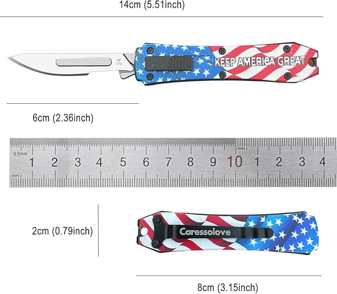 EDC Automatic Scalpel Knife, Mini Automatic Utility Knife, Auto Box Cutter Retractable, Push Button Razor Knives with 10PCS #24 Blades (Blue)