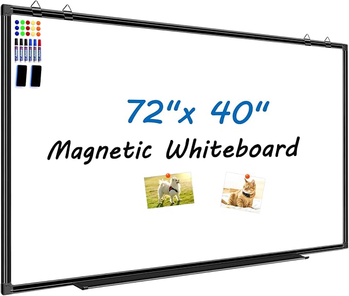 Large White Board Dry Erase Board for Wall 72"X40" Magnetic Whiteboard with Long Pen Tray, Presentation Dry Erase Boards for Office, Classroom, School, Home