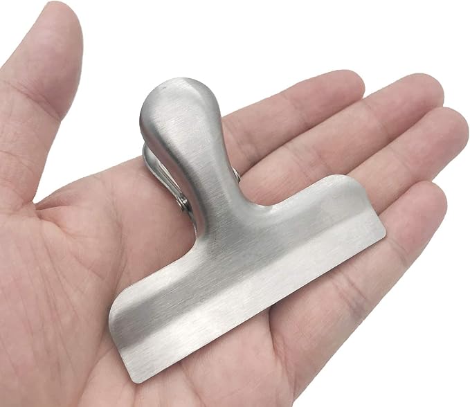 8 Pack Metal Chip Clips, 3 Inch Wide Stainless Steel Heavy Duty Food Bag Clips, Silver