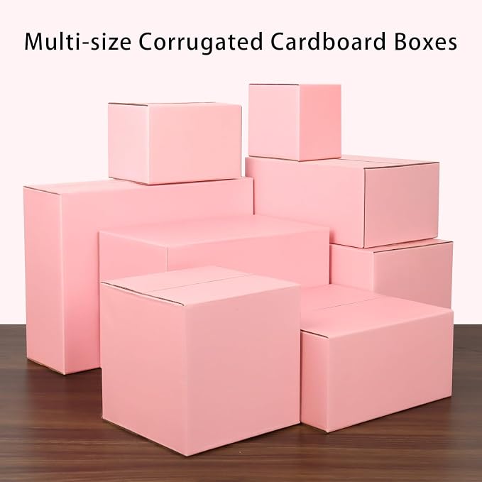Pink Shipping Boxes 10x7x6 Inches, 30 Pack Mailer Boxes for Small Business, Corrugated Cardboard Boxes for Packaging, Shipping, Mailing
