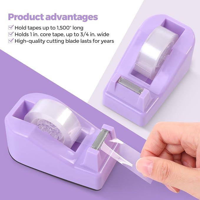 SKYDUE Purple Office Supplies Set with Pencil Holder for Desk,11 PCS | Desk Supplies Sets with Stapler,Tape Dispenser, Scissors, Ruler, Binder/Paper Clips and 1000pcs Staples,Office Decor