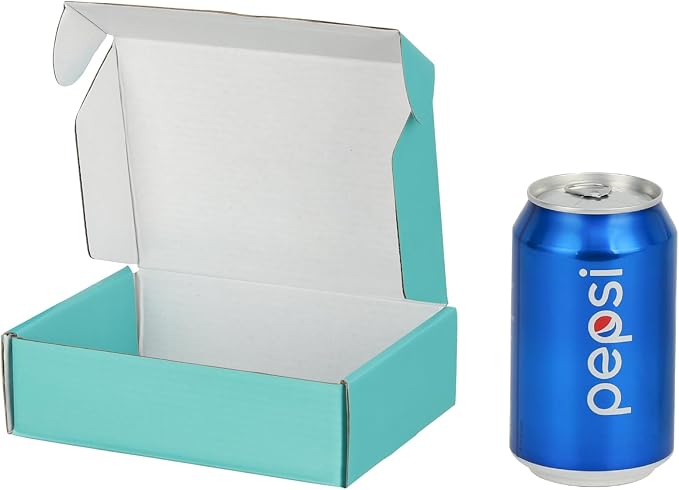 100 Pack 7x5x2 inches Shipping Boxes Teal, Corrugated Small Cardboard Boxes Mailers for Mailing Packing