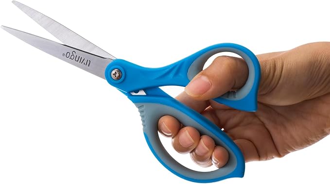 LIVINGO Kids Scissors 7" School Craft Scissors Pointed Tip 3 Pack | Sharp Cutting Blade, Ergonomic Comfort Grip, Middle High School Students, Home Office Craft Projects, Assorted Colors