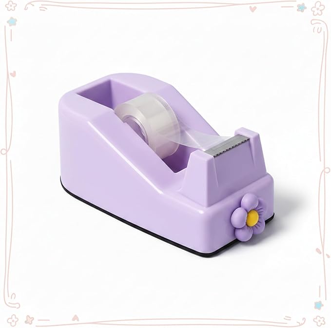 Tape Dispensers,Purple/Pink Tape Dispenser,Tape Dispenser Desk with Stable Weighted Base,Easy One-Hand Use for Scrapbook,Duct Tape & Packing Tape,Ideal for Vision Board Supplies,Office&School Supplies