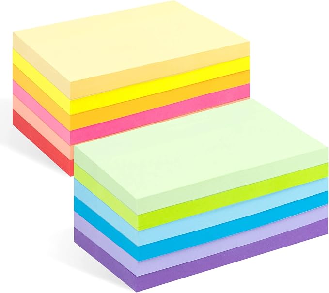 Agoer Large Sticky Notes,1200 Sheets Memo Pads,3 x 5 in Bright Colored Note Pads,Clean Removal Super Self-Stick Notes,12 Colors Notepads,Pastel Ruled Post Stickies for Office,Home,School Supplies