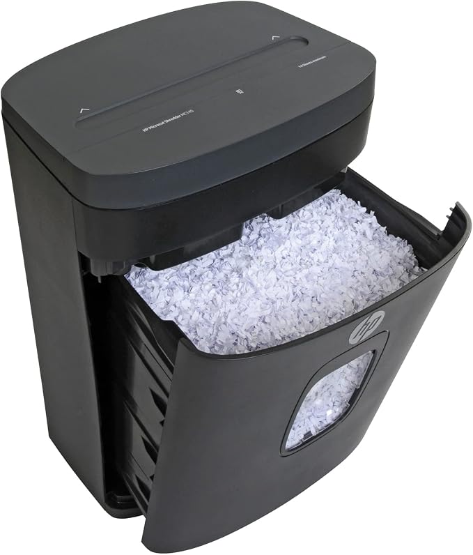 HP - Micro Cut Paper Shredder, 14-Sheet with Slide Top for Office | Micro Cut High Security Shredding, Slide Top Design, Pullout Basket, Rolling Casters, Home And Office Use