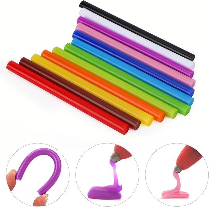 120 Pack Colored Hot Glue Sticks, Mini Hot Glue Sticks Bulk, 4"x 0.27" 12 Colors for Christmas Cards, Wax Seal Stamp, Decoration, Handmade Arts and Crafts DIY, Car Dent Repair