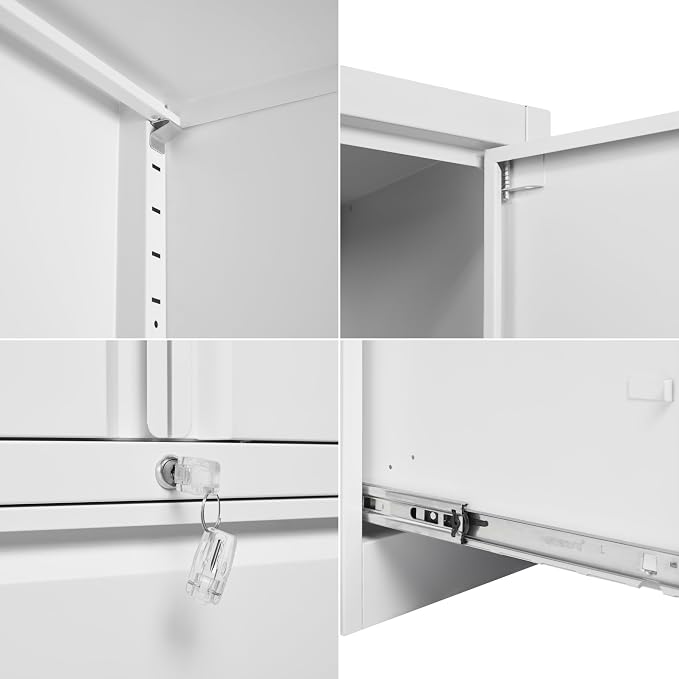Storage Cabinet Metal Display Cabinet with Glass Doors, 71in H x 31.5in W x 15.7in D, White, Kitchen Pantry Cabinet for Home Office, Bathroom, Bedroom, Living Room