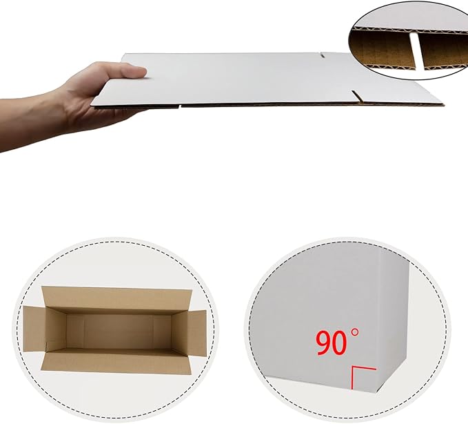 12x9x4 Inches Shipping Boxes, White Corrugated Cardboard Boxes for Small Bussiness, 25 Pack