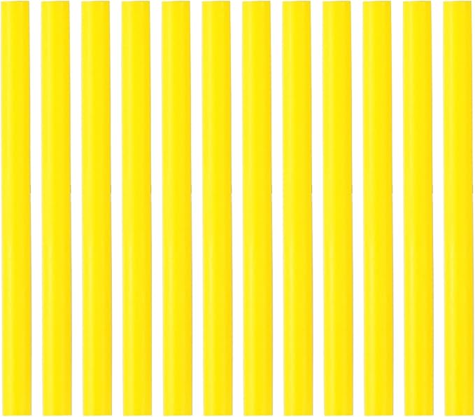 HUIHUIBAO 12 PCS Colored Hot Glue Sticks, Mini Hot Melt Adhesive Glue Stick for DIY Art Craft, 7 x 100mm, Yellow