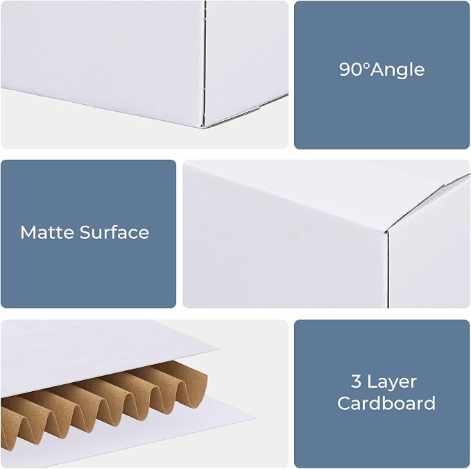 PHAREGE 40 Pack 6x4x4 in Small Shipping Boxes, All White Packaging Box | Easy Fold, Tape Simply, Shape Well, Single Corrugated, DIY Cardboard, Candle, Card, Gift Wrap, Small Business Packaging