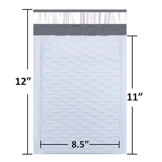 SALES4LESS - Poly Bubble Mailers, Waterproof & Cushioned Padded Envelopes for Shipping, 8.5 x 12 in (50 Pack, White)