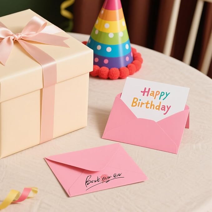 A7 Envelopes 100 Pack Pink Envelopes 5x7 V-shaped Flap, Suitable for 5x7 Photos, Cards, Weddings, Invitations, Announcements, Baby Gifts 5.25 "x 7.25" (Pink)