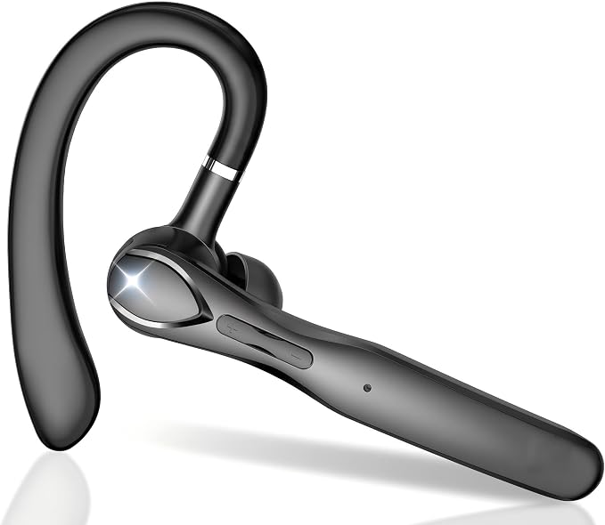 Sisism Bluetooth Wireless Earpiece, 55H Playtime with Charging Case, Hands-Free Headset for Office, Mobile Phones Headphone (Ebon Black)
