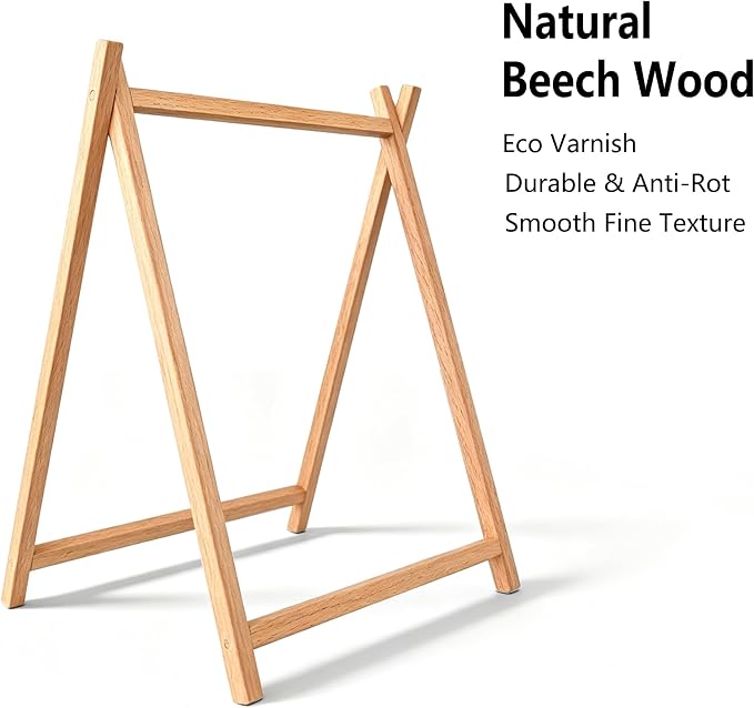Natural Wood A-Frame Photo Frame set, Freestanding Stand for 4x6 5x7 Photos | Creative Minimalist Wooden Tabletop Photo Holder Set, Picture Stand for Family Photos, Desk, Office, Home & Bedroom Decor