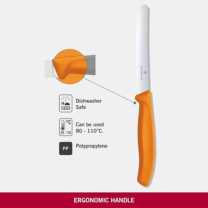Victorinox VIC-6.7836.L119 Swiss Classic Utility - Colored 4½" Serrated Round Blade ¾" width at handle Orange, Multicolor