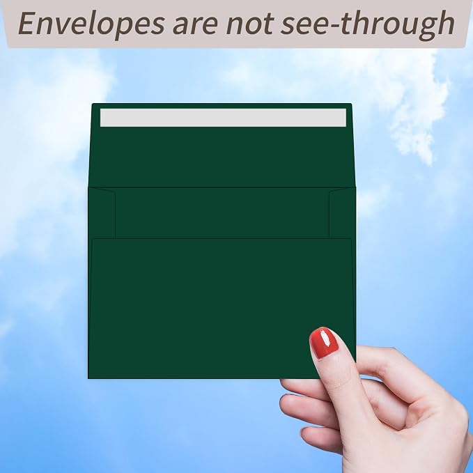 100 Packs Green 4x6 Envelopes for Invitation A6 Small Envelope | A6 envelopes self seal,for 4x6 cards weddings invitations greeting cards photos,printable,120g durable thick paper