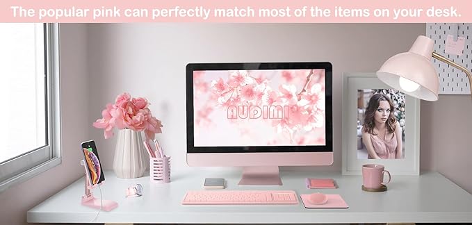Audimi Small Mouse Pad 6 x 8 Inch, Mini Mouse Pad Thick for Laptop Wireless Mouse Home Office Travel, Portable & Washable (Pink)