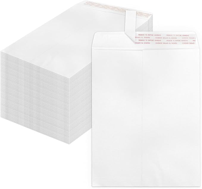 Goefun 10x13 Manilla Envelopes Self Seal, 250 Pack | 100 GSM, Large Catalog Envelopes, For Mailing, Organizing and Storage, White