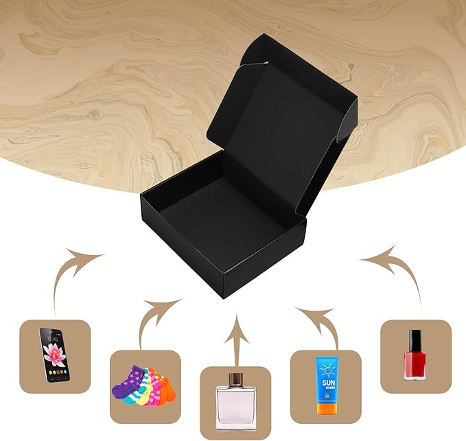 ZBEIVAN 10x8x3 Black Small Shipping Boxes, 30 Packs Corrugated Cardboard Mailer Boxes for Packaging Small Business Mailing Gifts Wrap Boxes with Lids