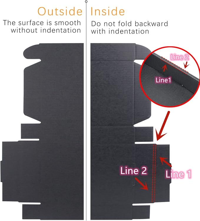 8x6x2 Shipping Boxes Set of 25, Black Mailer Corrugated Cardboard Box | for Packaging, Literature, Packing, Mailing, Storage, Small Business, Moving, Gift, Supplies, Quick Fold, Tab Locking