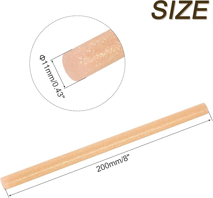 uxcell 30pcs Full Size Hot Glue Gun Sticks 8-inch x 0.43-inch High Sticky Large Hot Glue Sticks for Glue Gun, Glitter Orange
