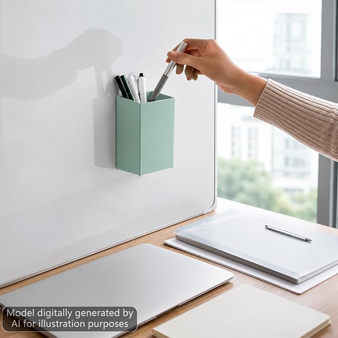 6 Pcs Classroom Magnetic Storage Boxes Magnetic Storage Containers Plastic Dry Erase Marker Holder Plastics Pen Holder for Refrigerator Whiteboard Home Office School Organizer Supply (Soft Colors)