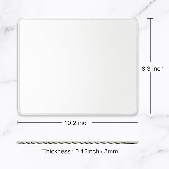 Hsurbtra Mouse Pad, Premium-Textured Square Mousepad 10.2 x 8.3 Inch, Stitched Edge Anti-Slip Waterproof Rubber Pretty Cute Computer Mat for Office Gaming Laptop Women Kids Ivory White