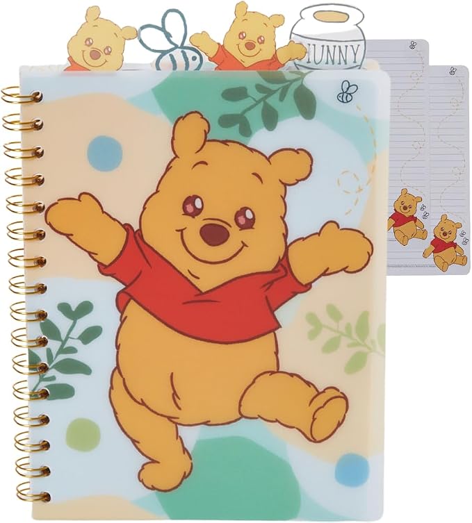Winnie the Pooh Tab Journal Notebook, Spiral Bound, 96 Lined Pages, 8 x 7 inches