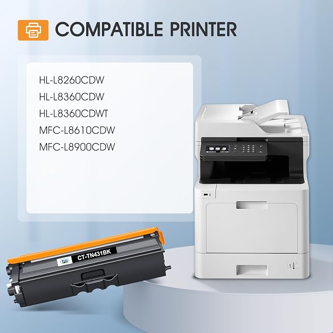 TN431 TN-431 4-Color Toner Cartridge Set for Brother TN 431 MFC-L8900CDW | Compatible for Brother MFC L8900CDW HL-L8360CDW HL-L8260CDW MFC-L8610CDW HL-L8360CDWT Printer TN431BK TN431C TN431M TN431Y