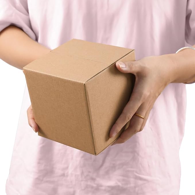 Schliersee 5x5x5 Shipping Boxes Set of 50, Brown Kraft Corrugated Cardboard Square Business Boxes Mailers for Packaging, Moving