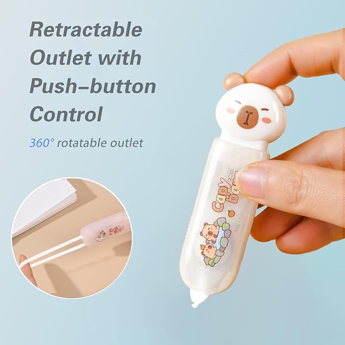 Retractable White Correction Tape,Cute Cat Paw Correction Tape Pens | Mini Aesthetic Pen Shaped White Applicator with Easy to Use Out Tape for Back to School Office Supplies